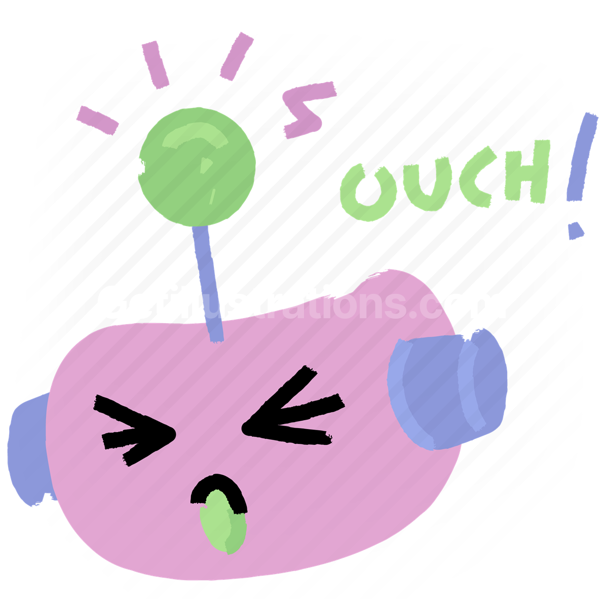 sticker, character, ouch, hurt, damage, robot, robotic